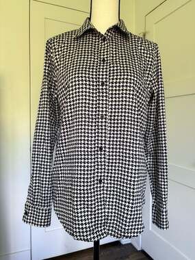 Ralph Lauren Non-Iron Houndstooth Lightweight Shirt Ladies Size Medium